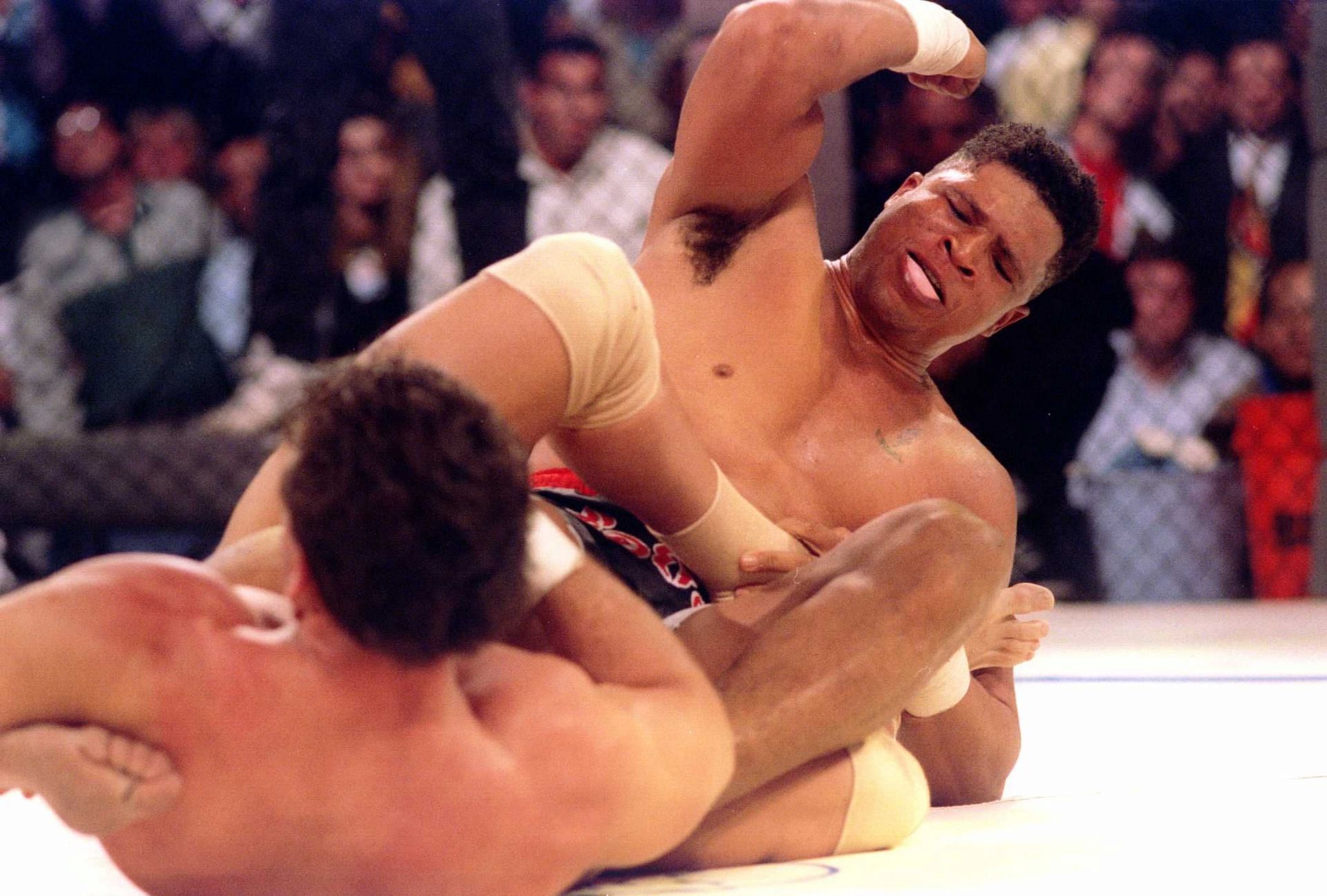 Patrick Smith (top) changed UFC history with his stoppage of Scott Morris in 1994