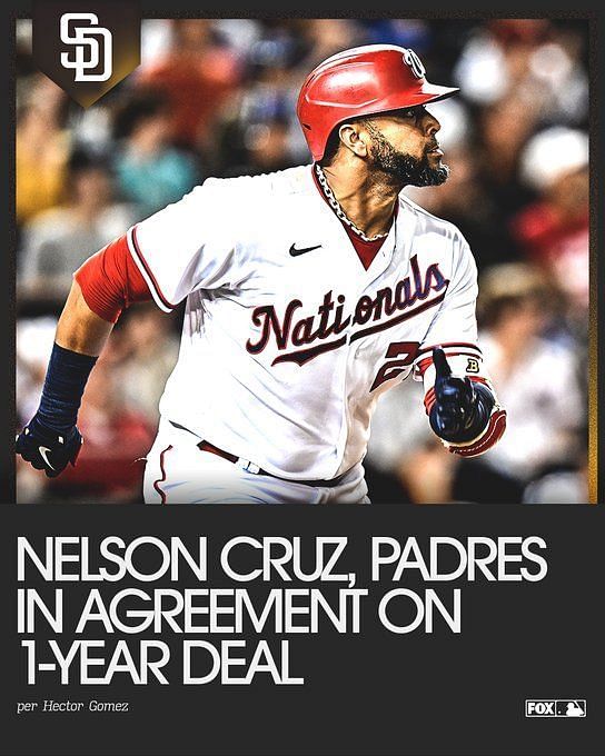 San Diego Padres, DH Nelson Cruz agree to 1-year deal 