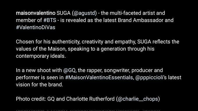 BTS' SUGA announced as Valentino brand ambassador, Bandwagon