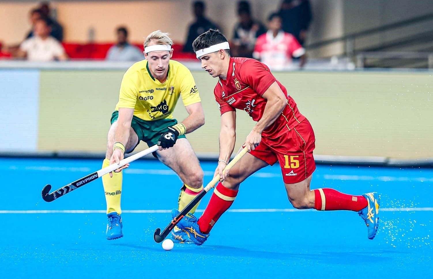 Spain battled hard but failed to stop the Australians   Image Ctsy: Hockey India