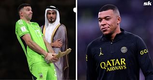 PSG superstar Kylian Mbappe appears to mimic Emi Martinez's controversial 2022 FIFA World Cup gesture (WATCH)