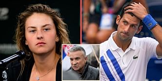 Ukraine's Marta Kostyuk reacts in disbelief to Novak Djokovic's father expressing pro-Russian sentiments at the Australian Open