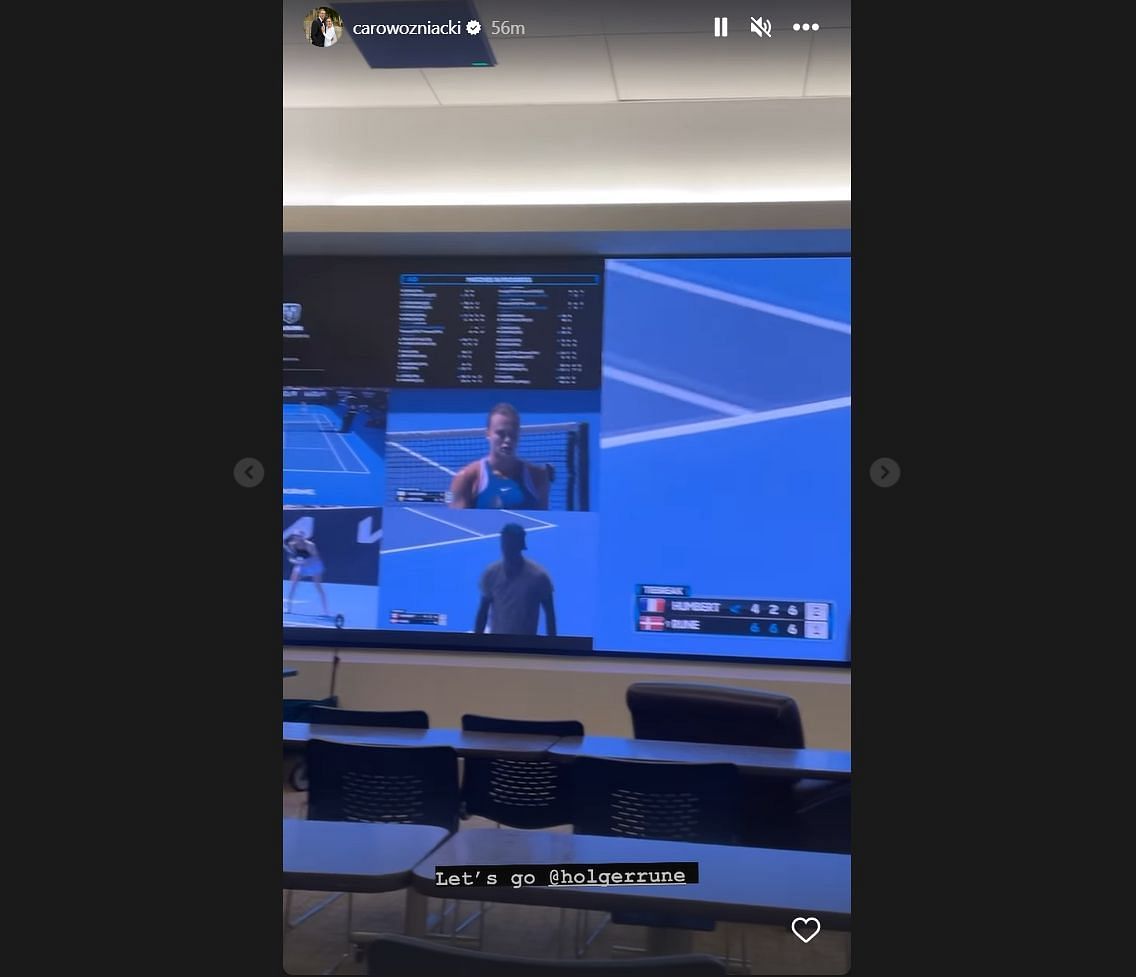 Caroline Wozniacki watches 2023 Australian Open matches (Image via Instagram)