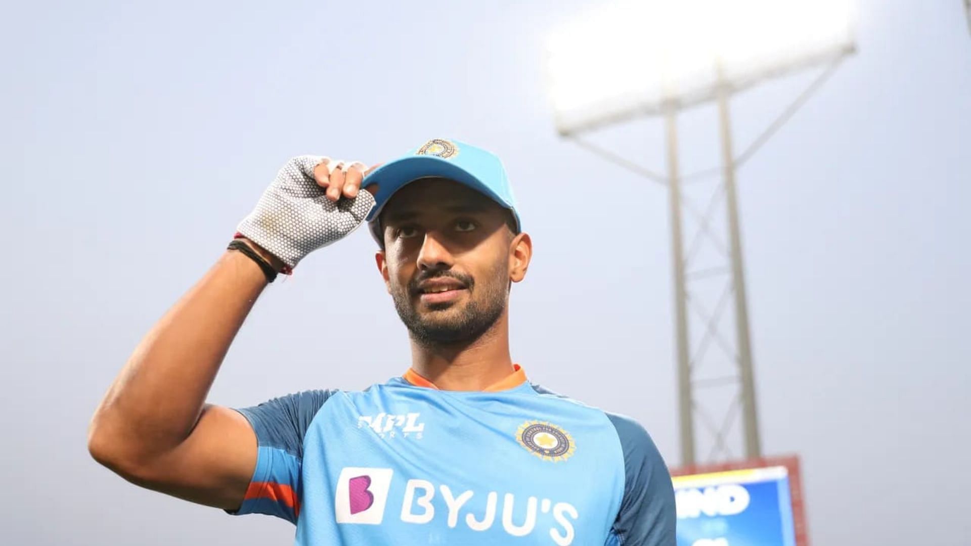 Rahul Tripathi with his maiden India cap (P.C.:BCCI)