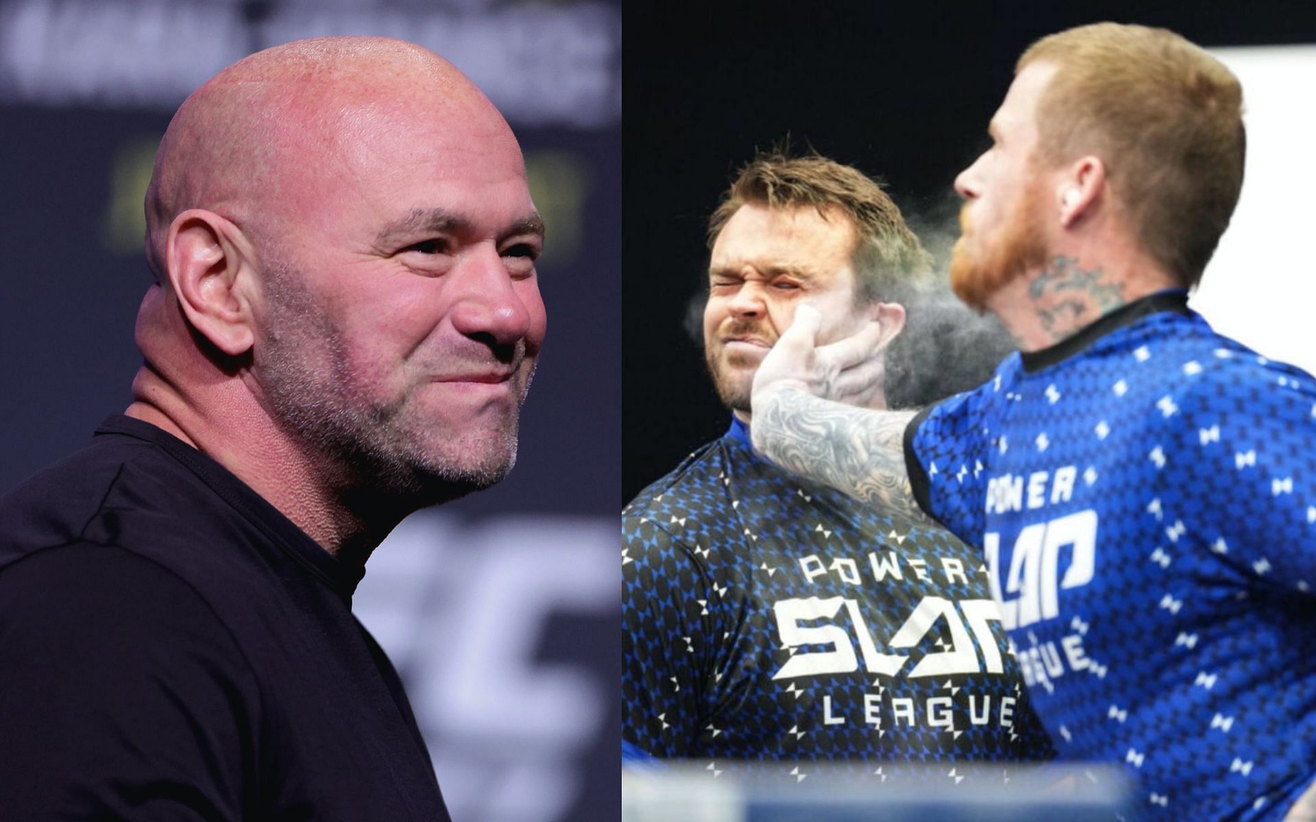 Dana White (left) and Chris Kennedy vs. Chris Thomas at Power Slap Fighting [Image Courtesy: Getty Images and The Mirror ]