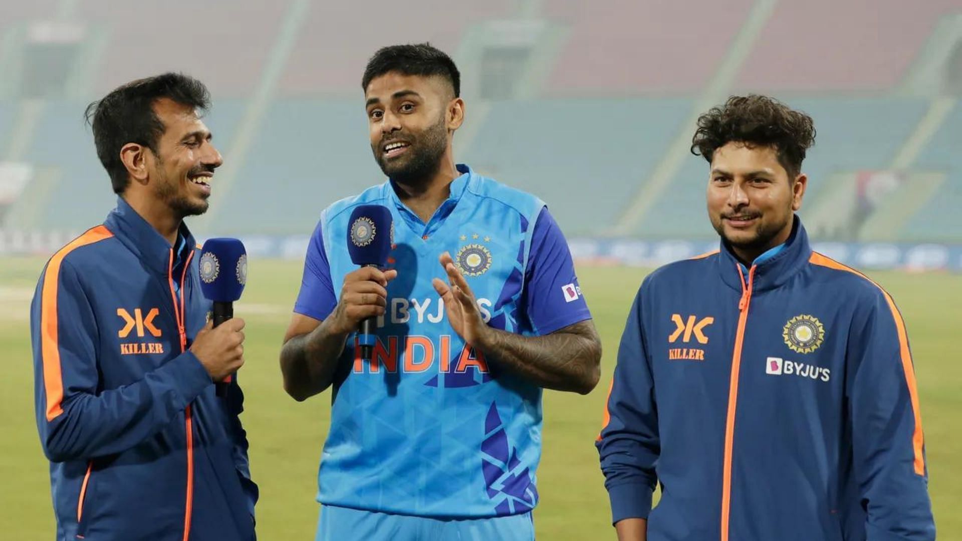 (L-R): Yuzvendra Chahal, Suryakumar Yadav &amp; Kuldeep Yadav (P.C.:BCCI)