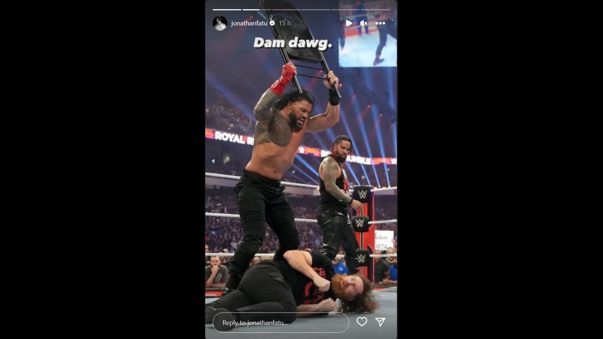 Jimmy Uso watched Roman Reigns' attack on Sami Zayn.