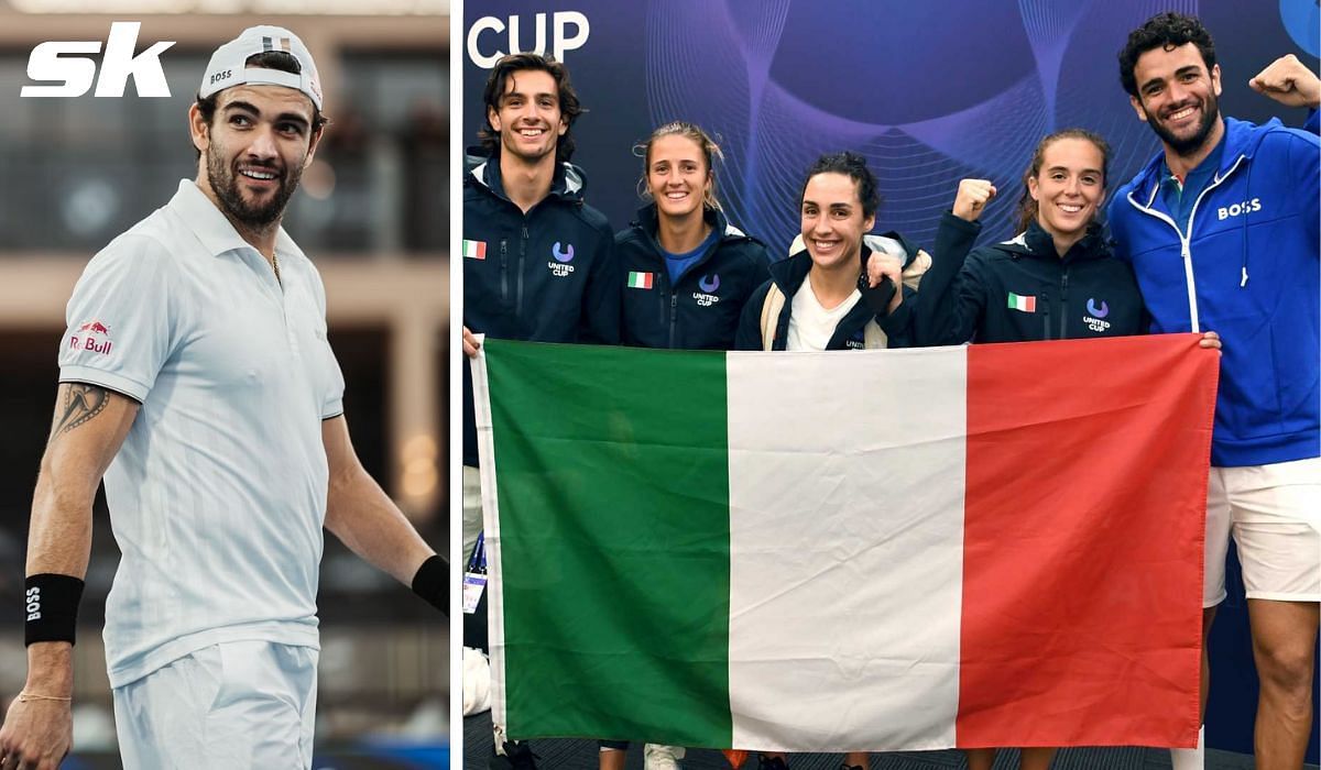 Matteo Berrettini with other members of Team Italy at the 2023 United Cup
