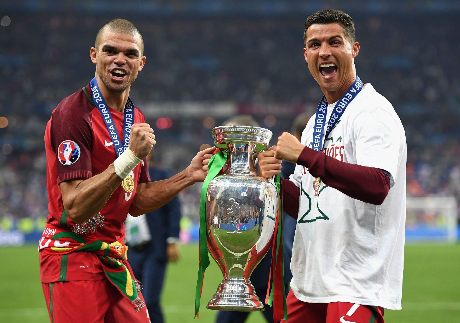 Cristiano Ronaldo and Pepe - Portugal v France - Final: UEFA Euro 2016