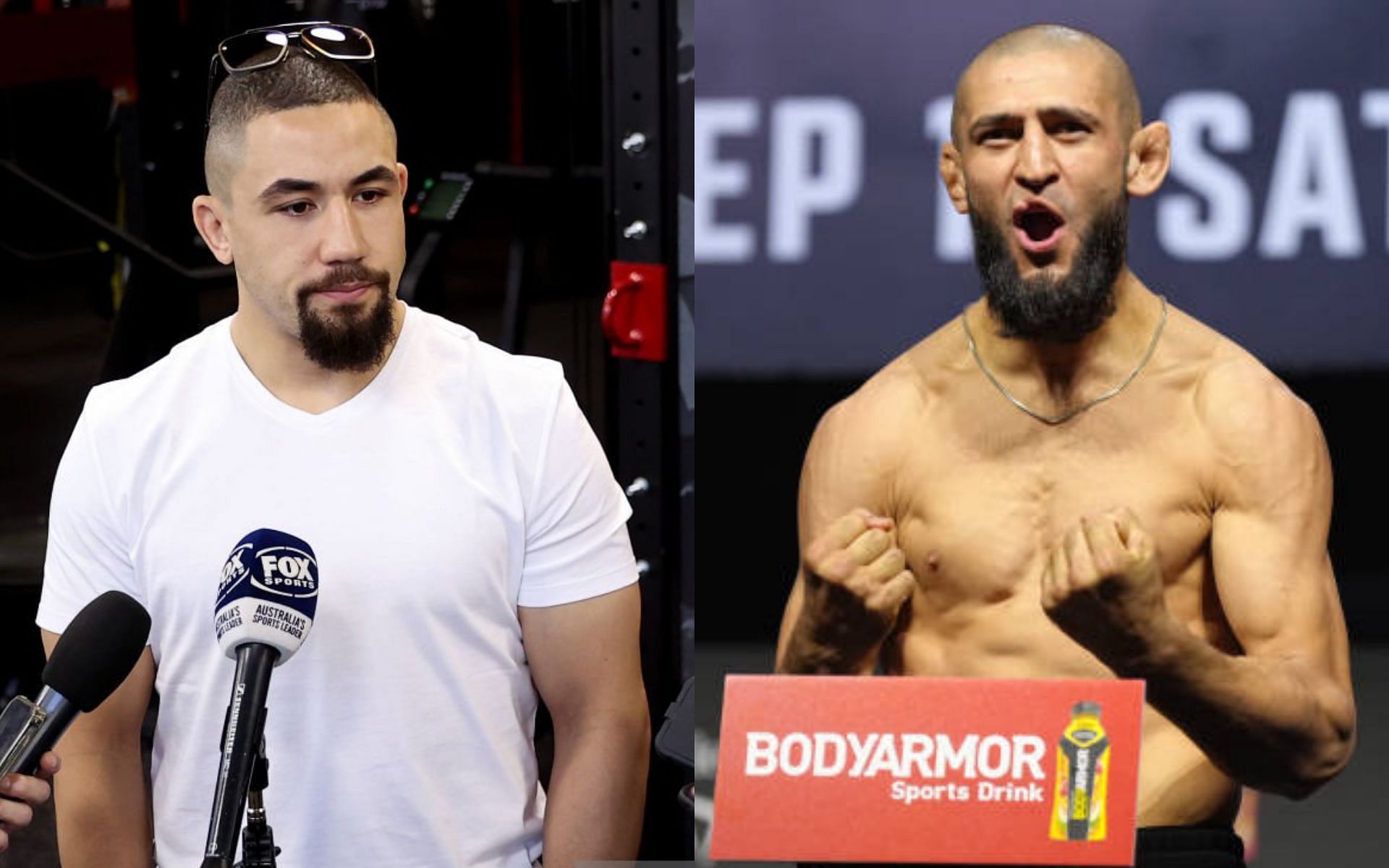 Robert Whittaker (left) and Khamzat Chimaev (right)