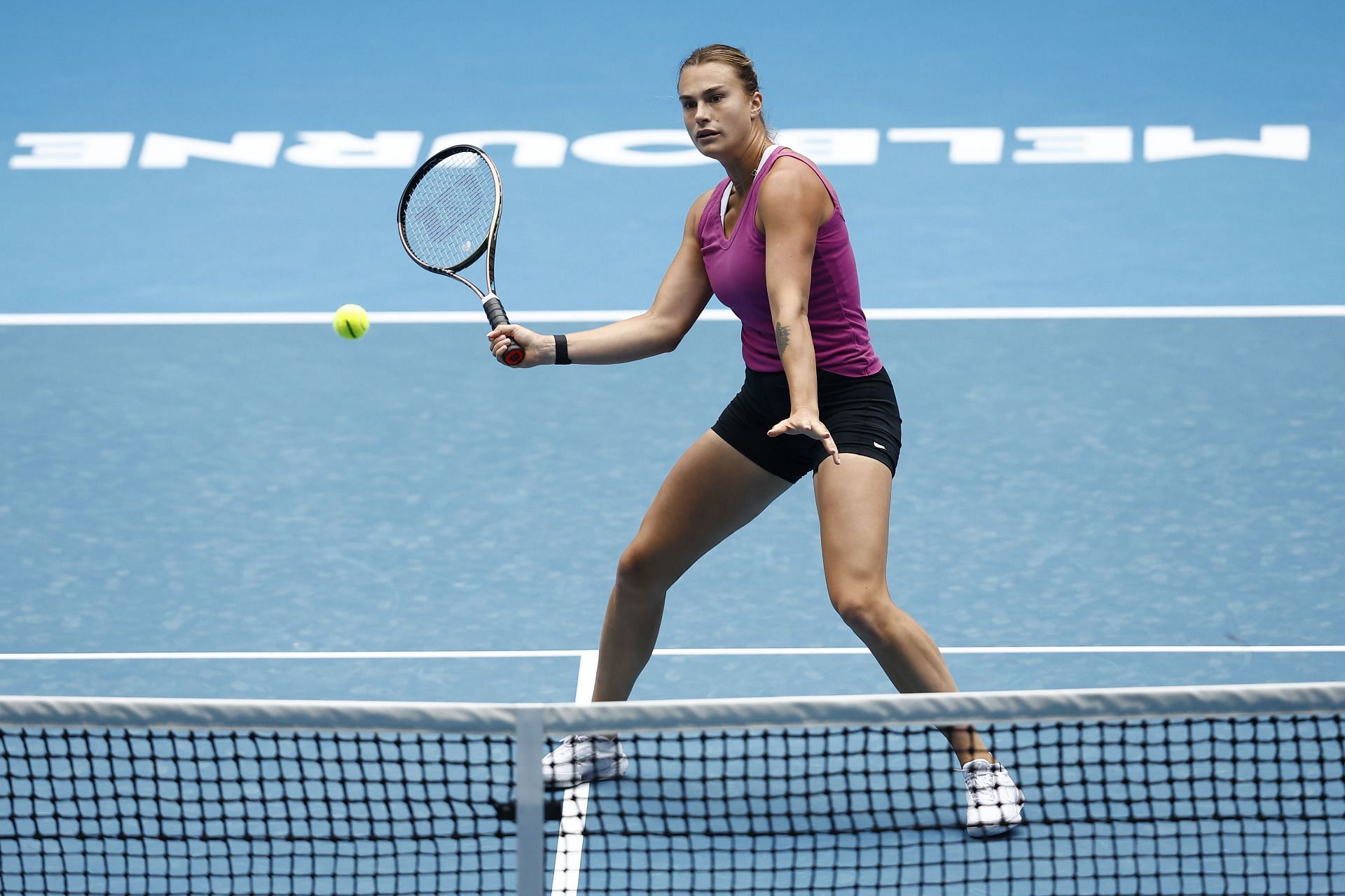 Sabalenka during a training session ahead of the 2023 Australian Open