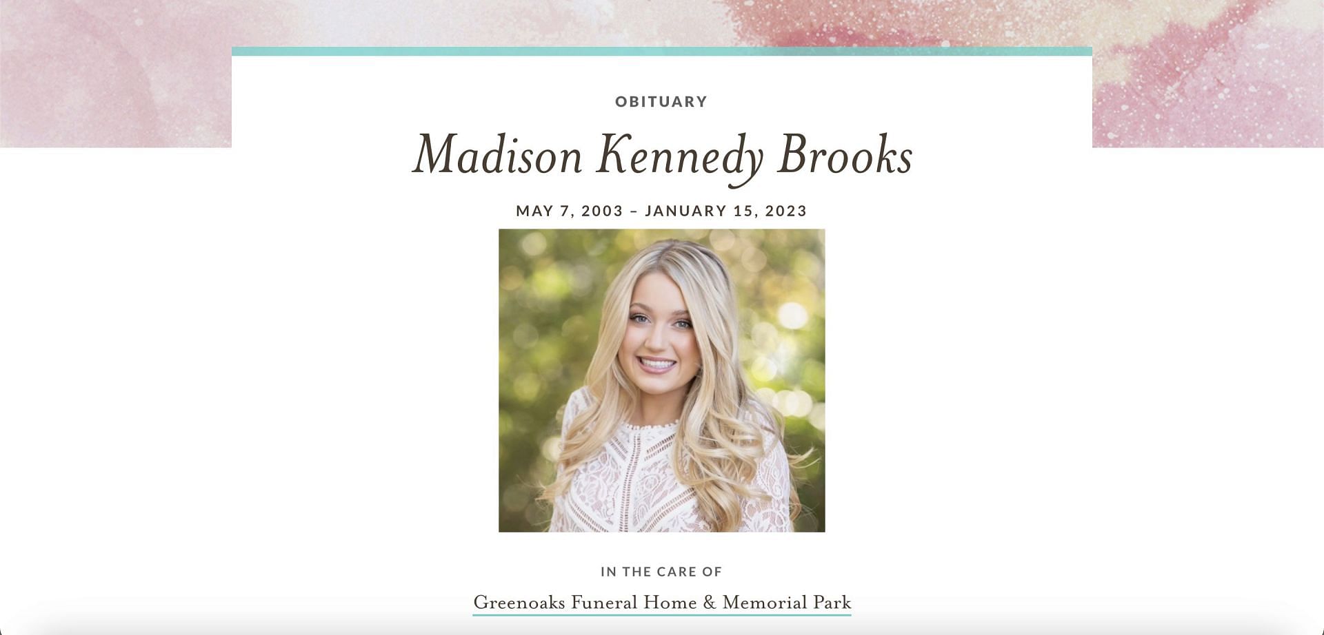 Madison&#039;s devastated family now announced the teen&rsquo;s funeral, which would be held on February 3, 2023. (Image via Dignity Memorial)