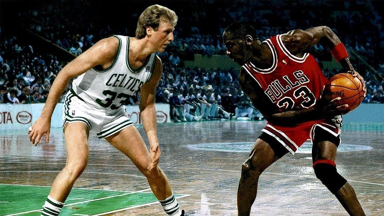Larry Bird (left) and Michael Jordan (Photo: Courtesy of BTM Basketball Time Machine/YouTube)