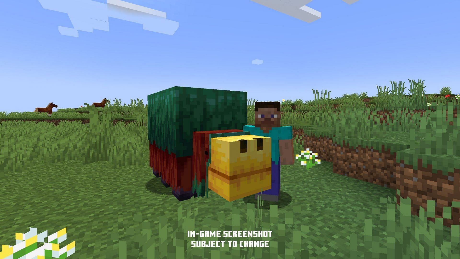Steve next to a sniffer in Minecraft (Image via wChiwi on Twitter)