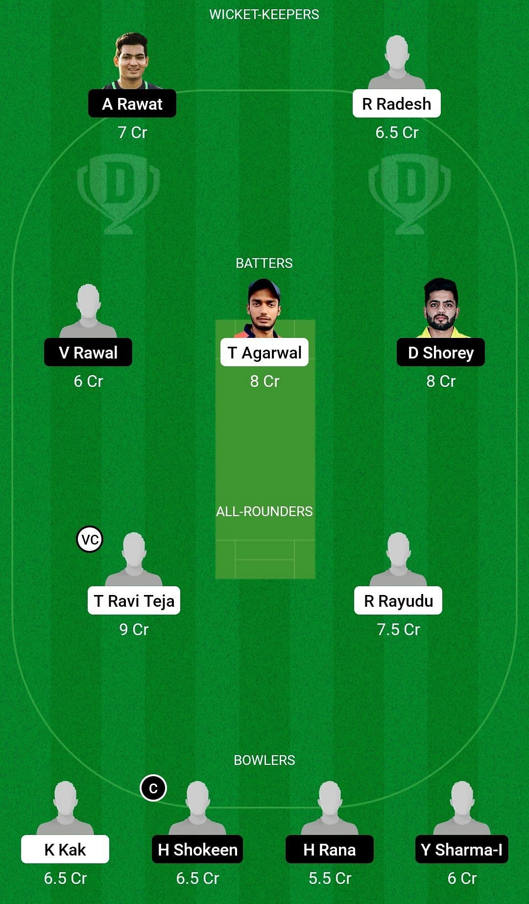 HYD vs DEL Dream11 Prediction Team, Grand League