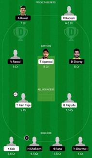 HYD vs DEL Dream11 Prediction Team, Grand League