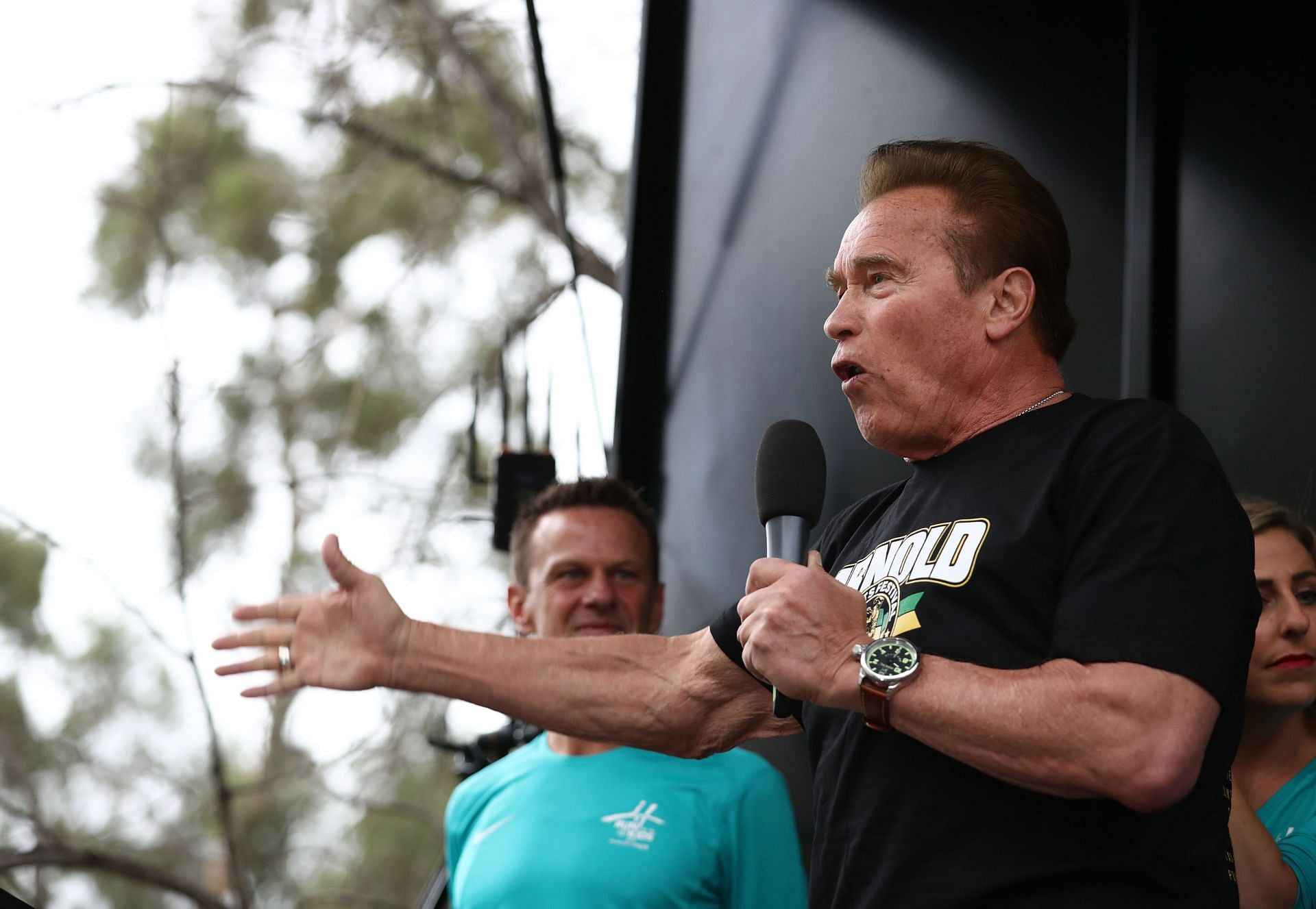 Arnold Schwarzenegger starts the Run for the Kids charity run as part of the Arnold Sports Festival Australia 