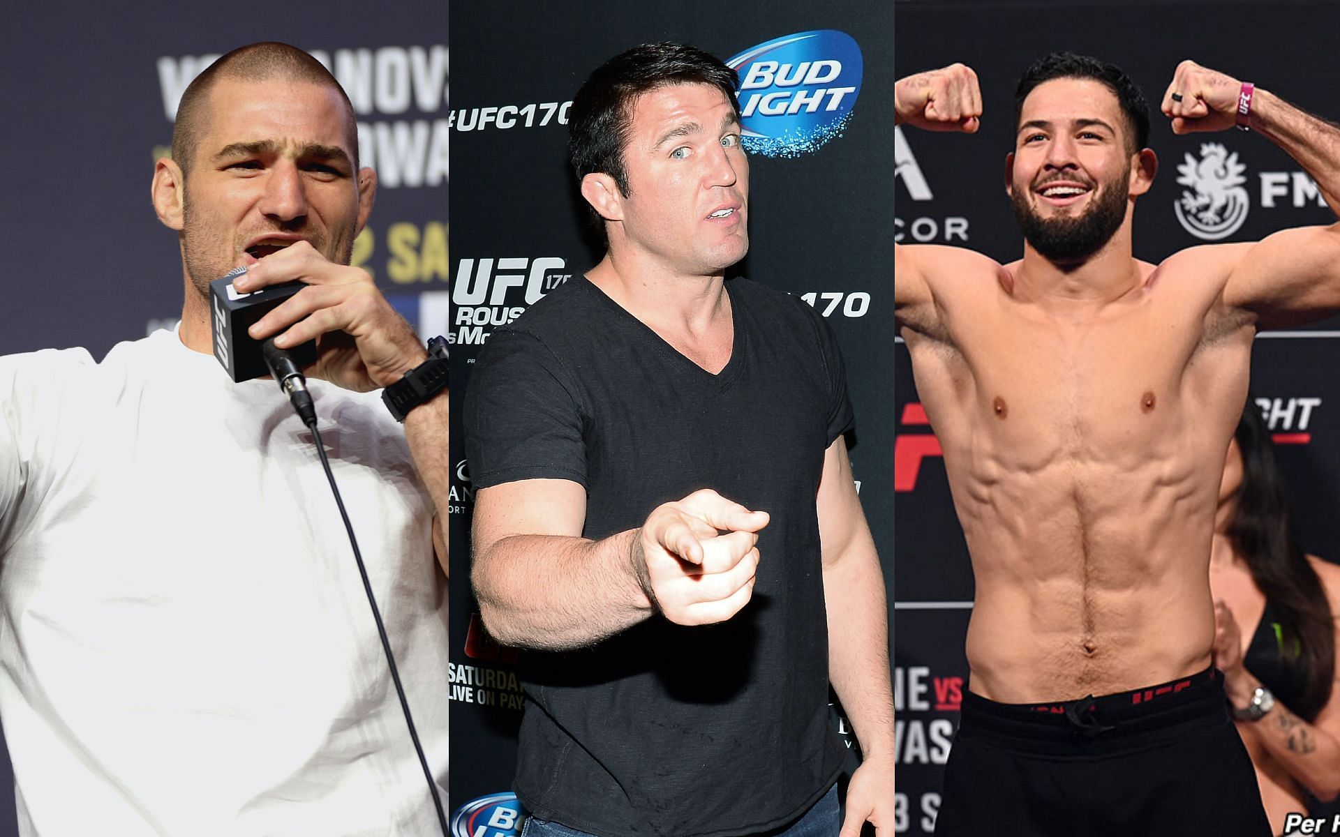 From the left - Sean Strickland, Chael Sonnen and Nassourdine Imavov [Image Courtesy: Getty Images and USA Today Sports]