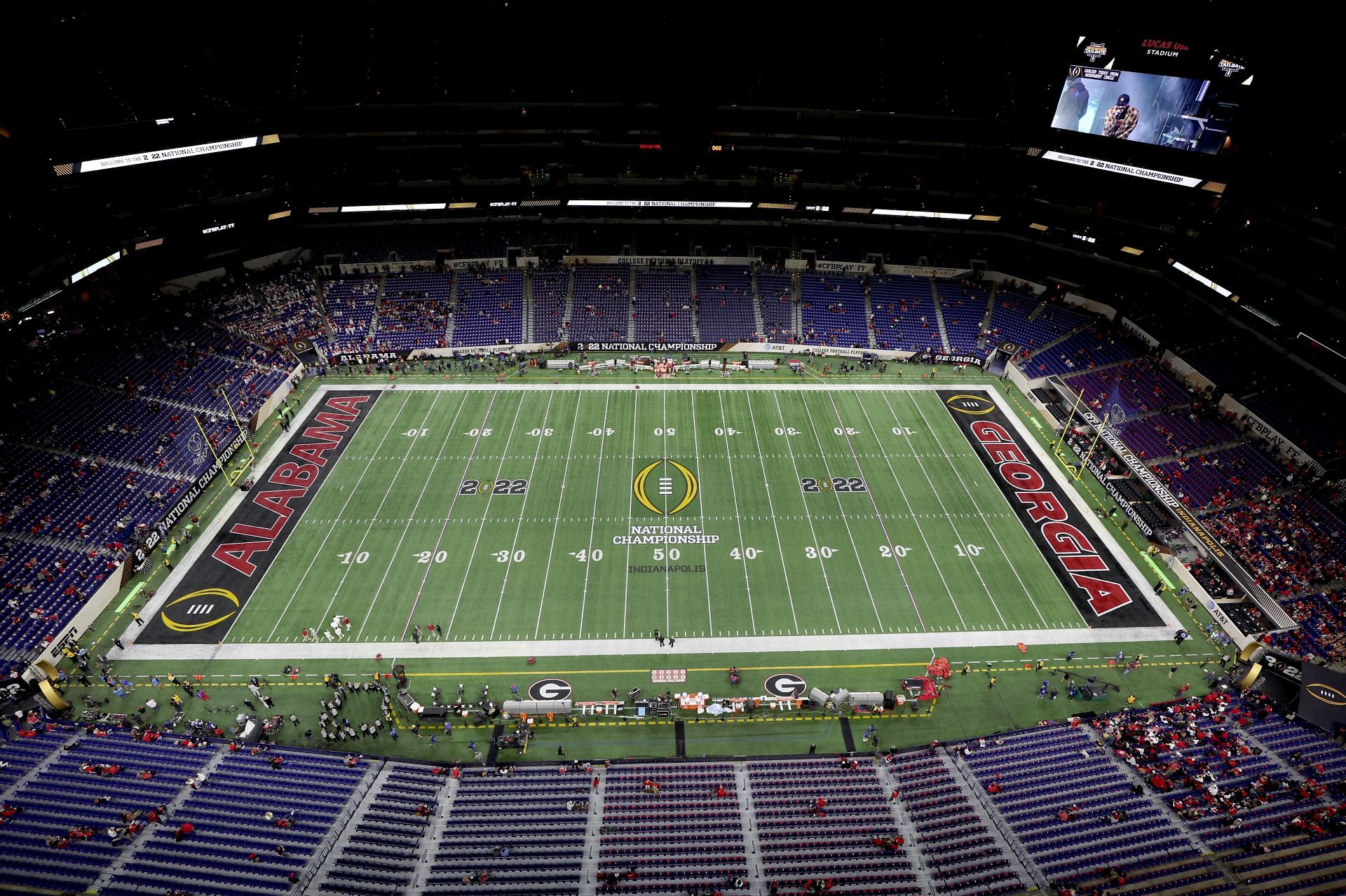 A general view of Lucas Oil Stadium before the 2022 CFP National Championship game 