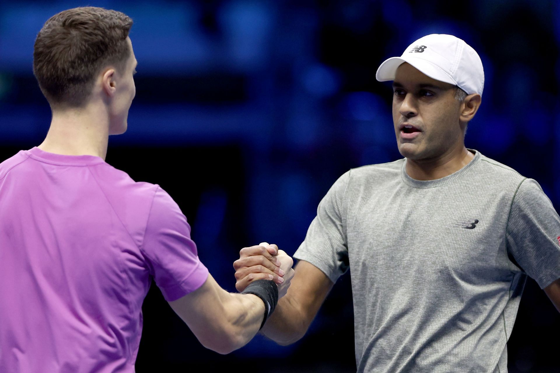 Rajeev Ram with his doubles partner Joe Salisbury at the 2022 Nitto ATP Finals.