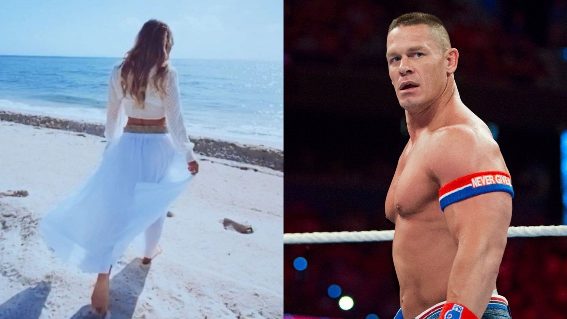 WWE Superstars Carmella (left) and John Cena (right)