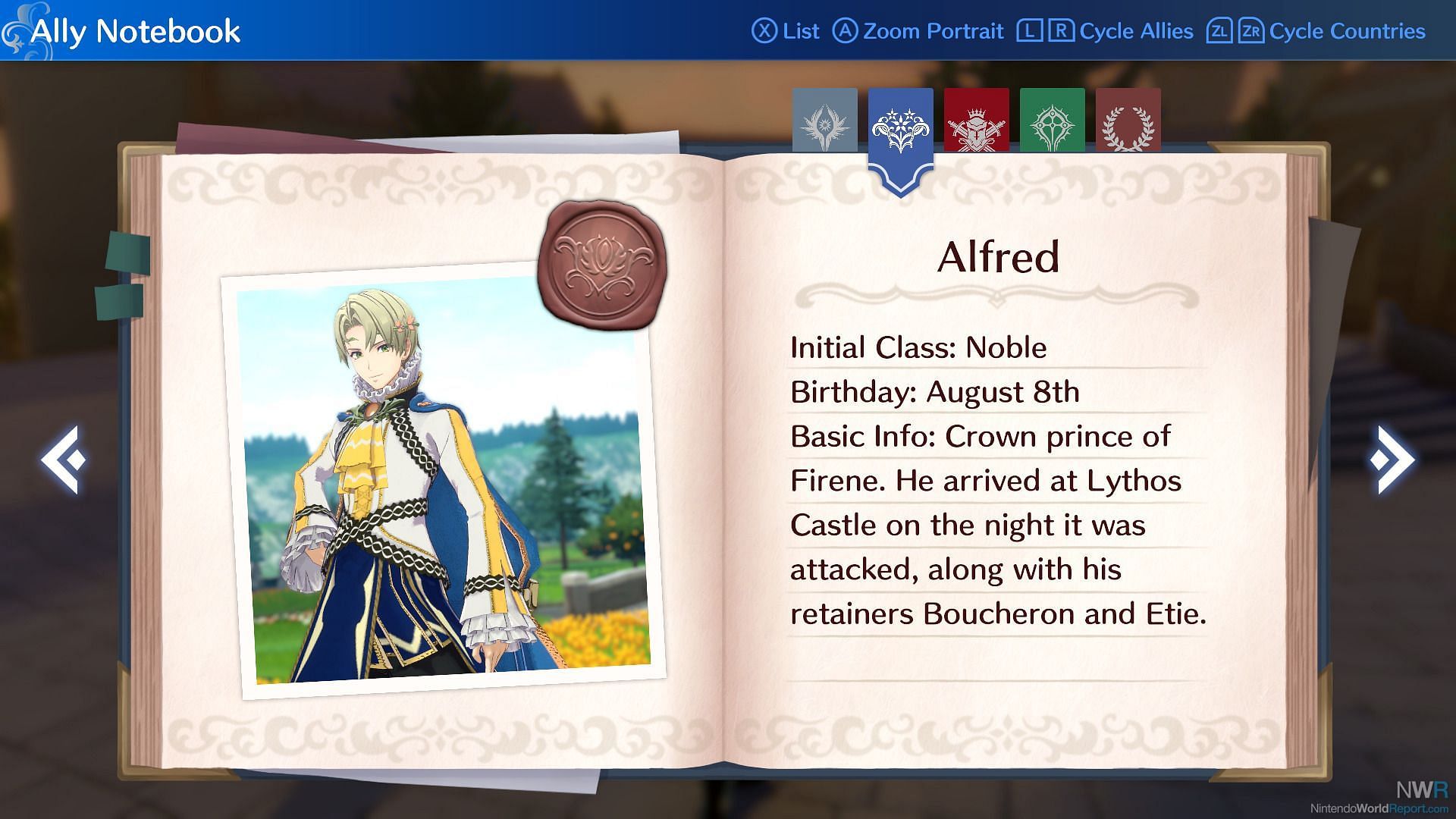 Information in Ally notebook. (Image via Nintendo)