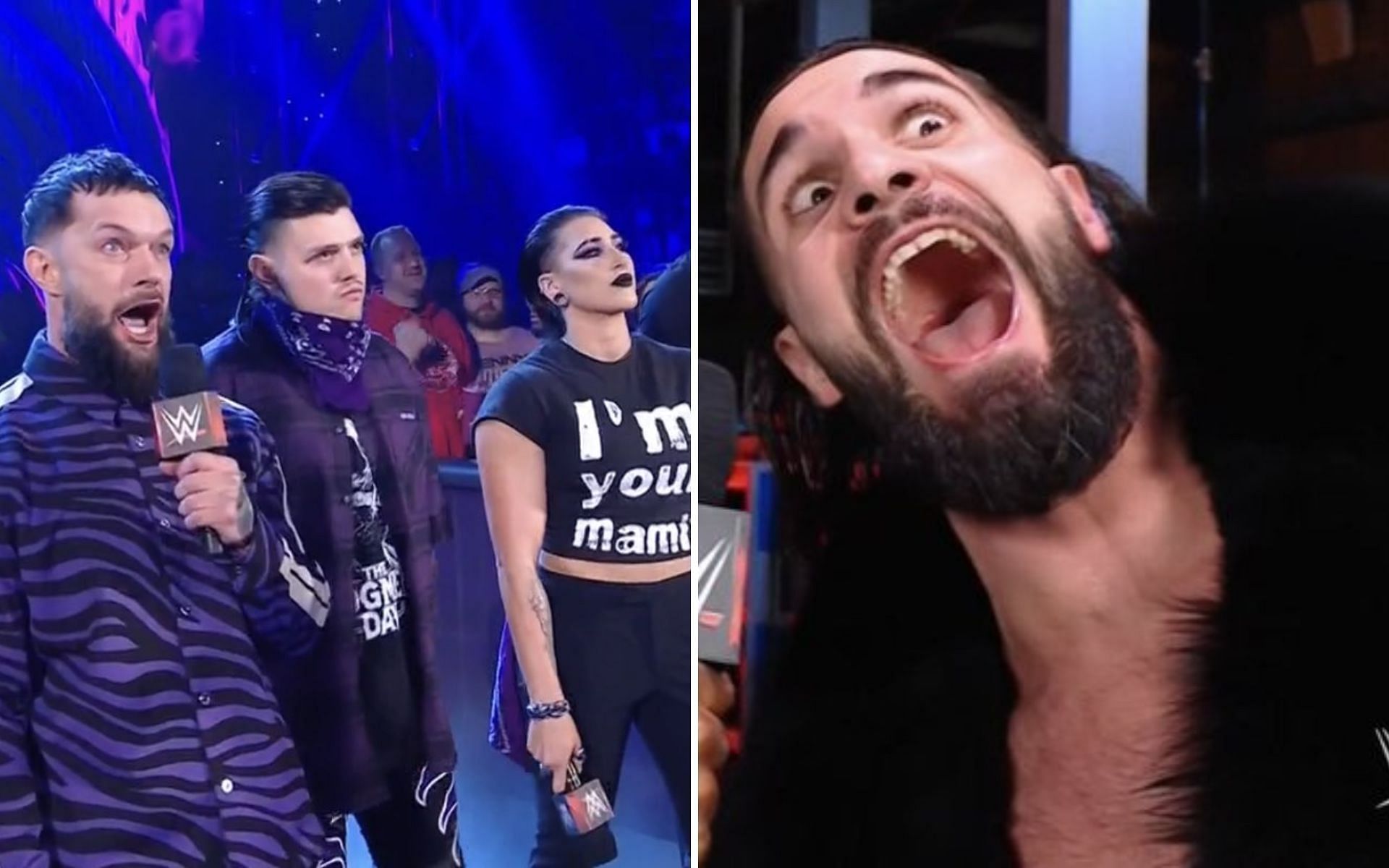 The Judgment Day (left); Seth Rollins (right) on RAW this week