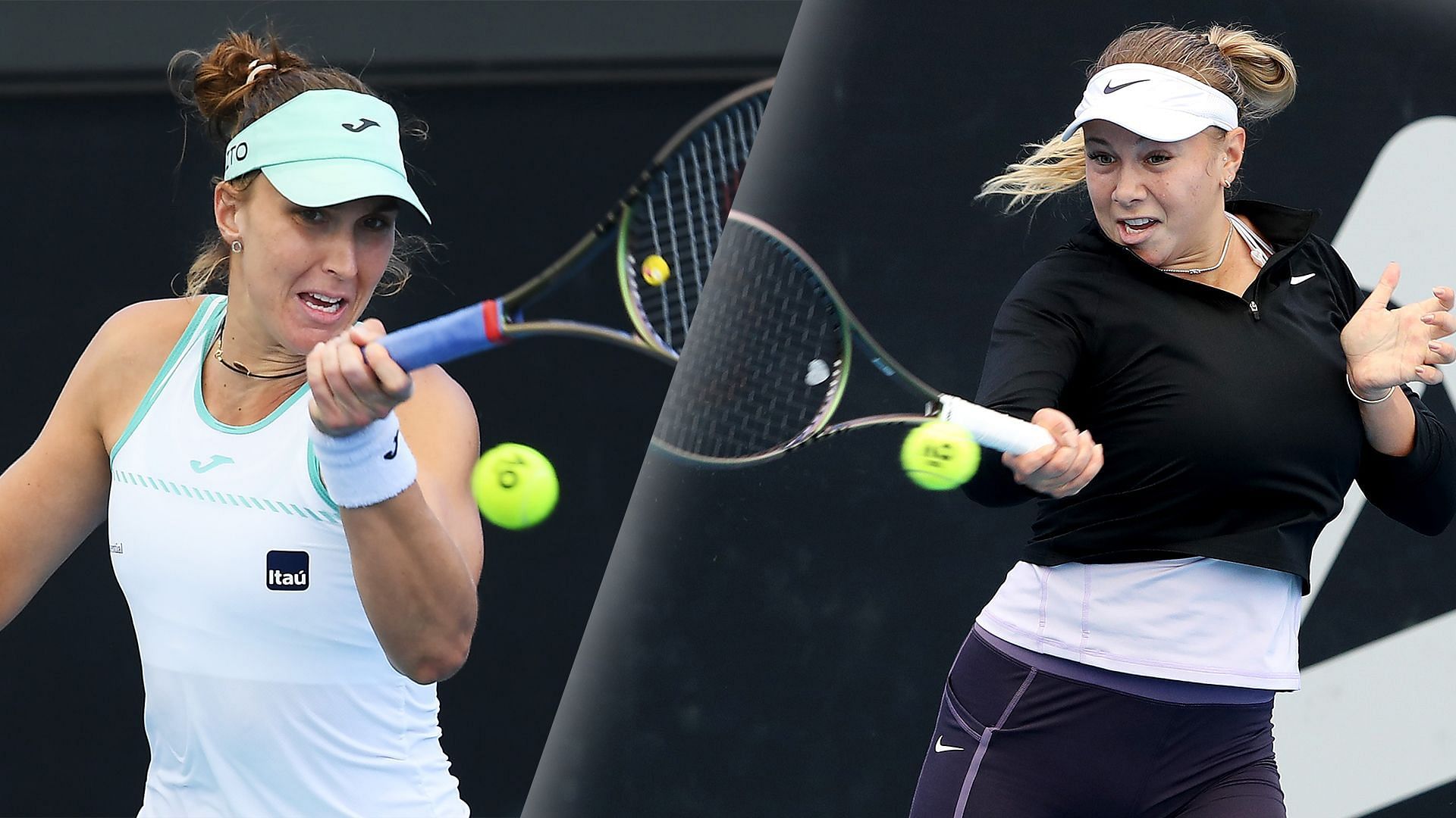 Beatriz Haddad Maia (L) and Amanda Anisimova.