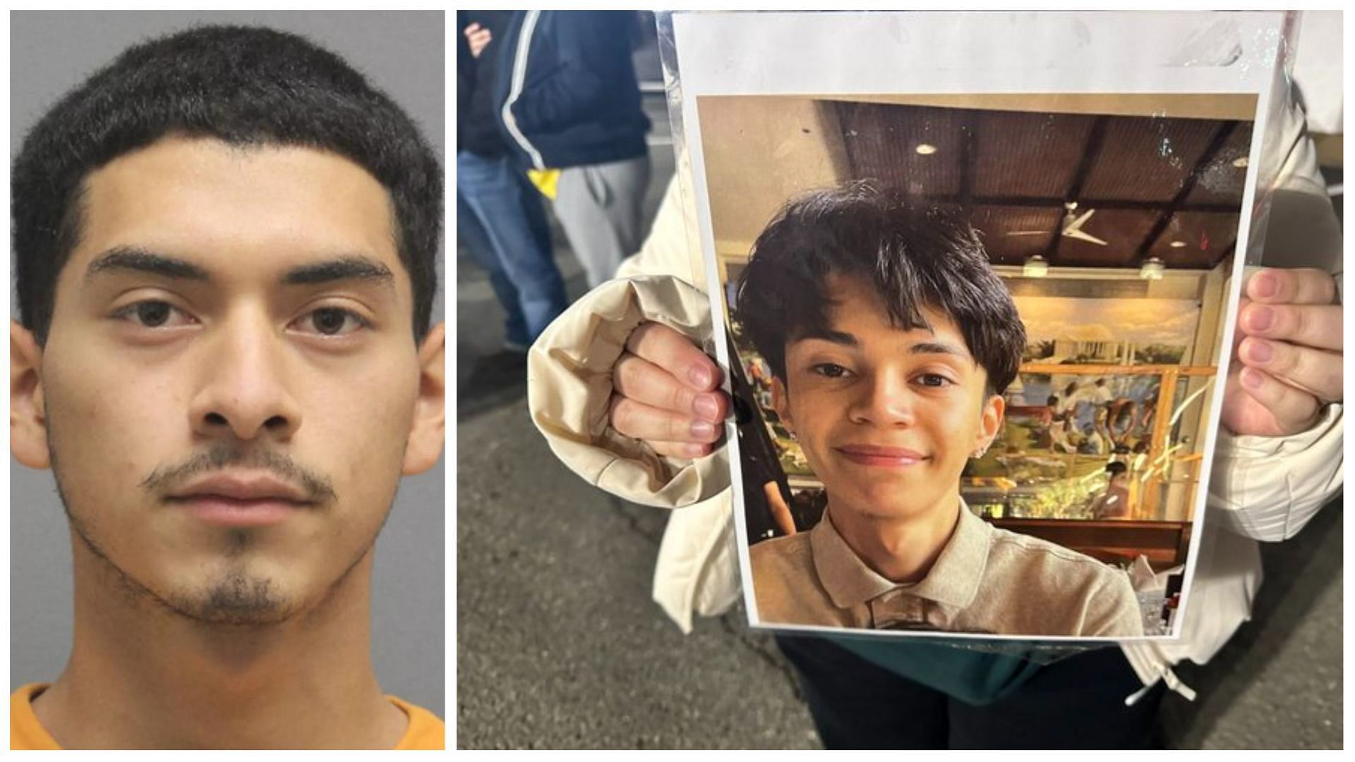 Jose Guerrero (right) was allegedly stabbed by Olvin (left) and another suspect, (Images via @KatieLusso/Twitter)