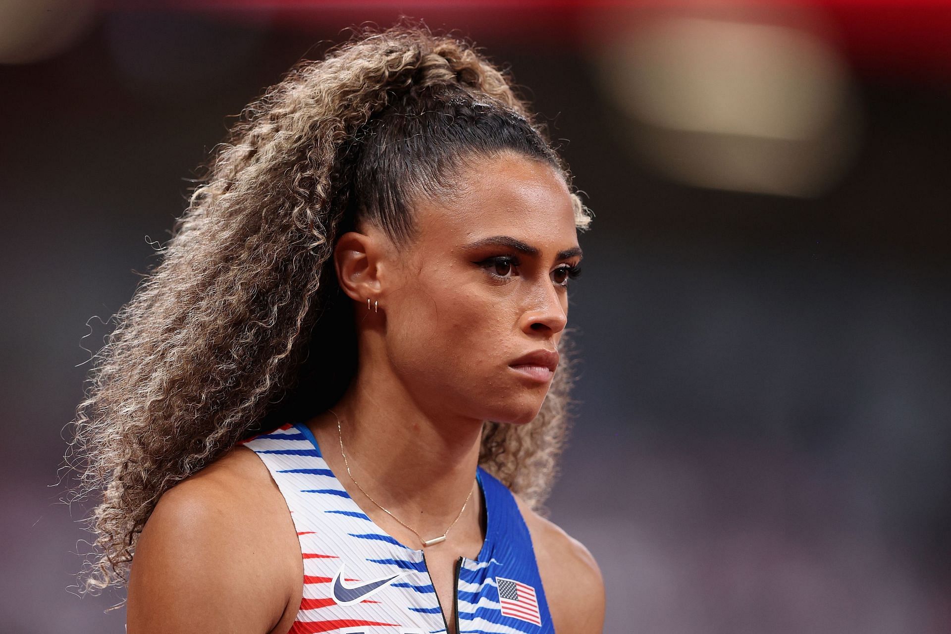 Sydney McLaughlin of Team United States prior to the Women&#039;s 4 x 400m Relay Final on day fifteen of the Tokyo 2020 Olympic Games (Photo by Christian Petersen/Getty Images)