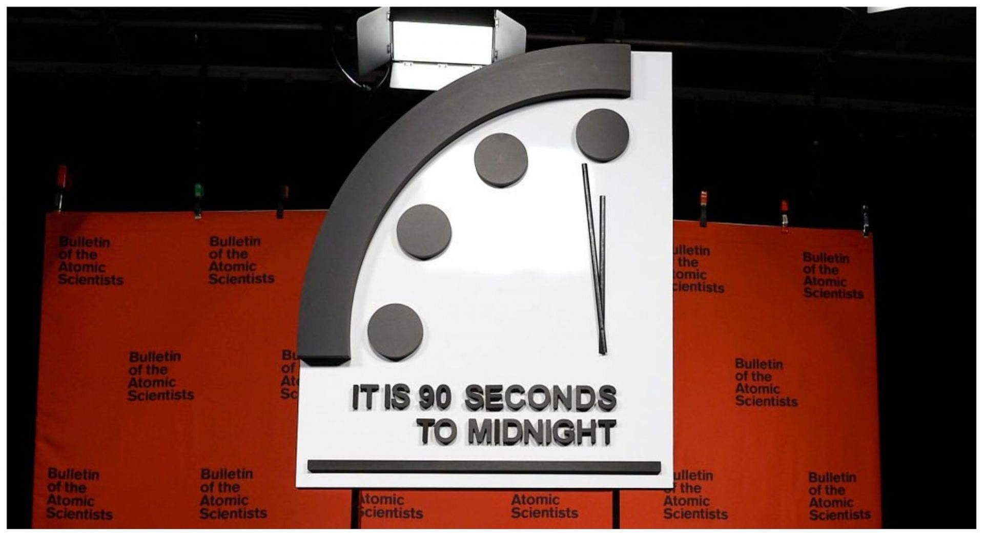 The Doomsday Clock has been set at 90 seconds to midnight, the closest to catastrophe (Image via Getty Images)
