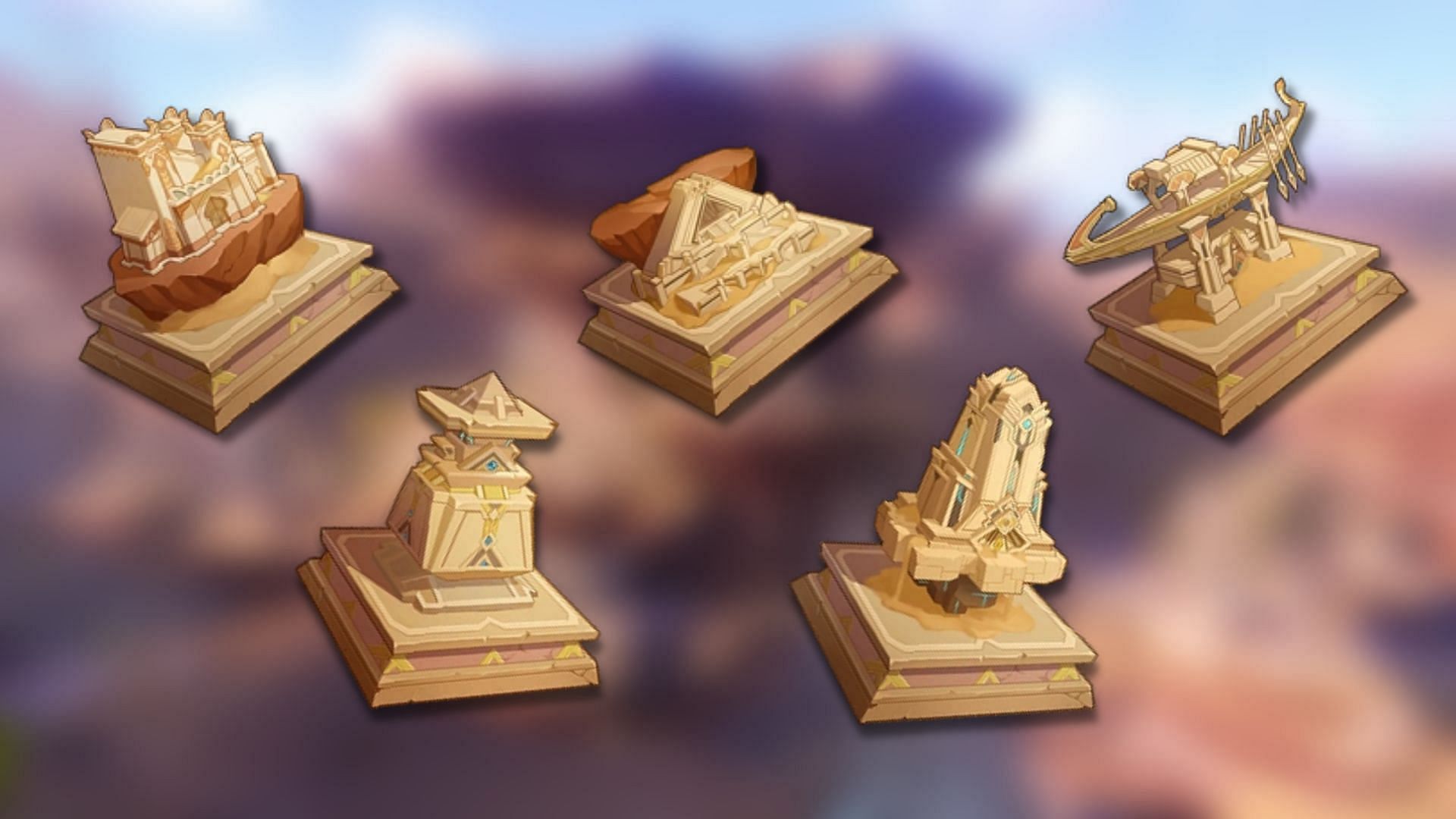 The five chess pieces (Image via HoYoverse)