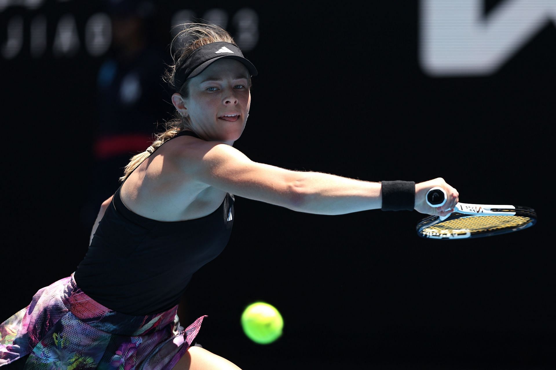 Katie Volynets in action at the 2023 Australian Open