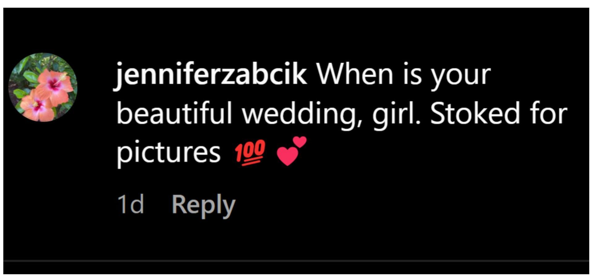 A fan enquires about Biles&#039; wedding plans in the comments section of a recent Instagram post (Image via Instagram/@simonebiles)