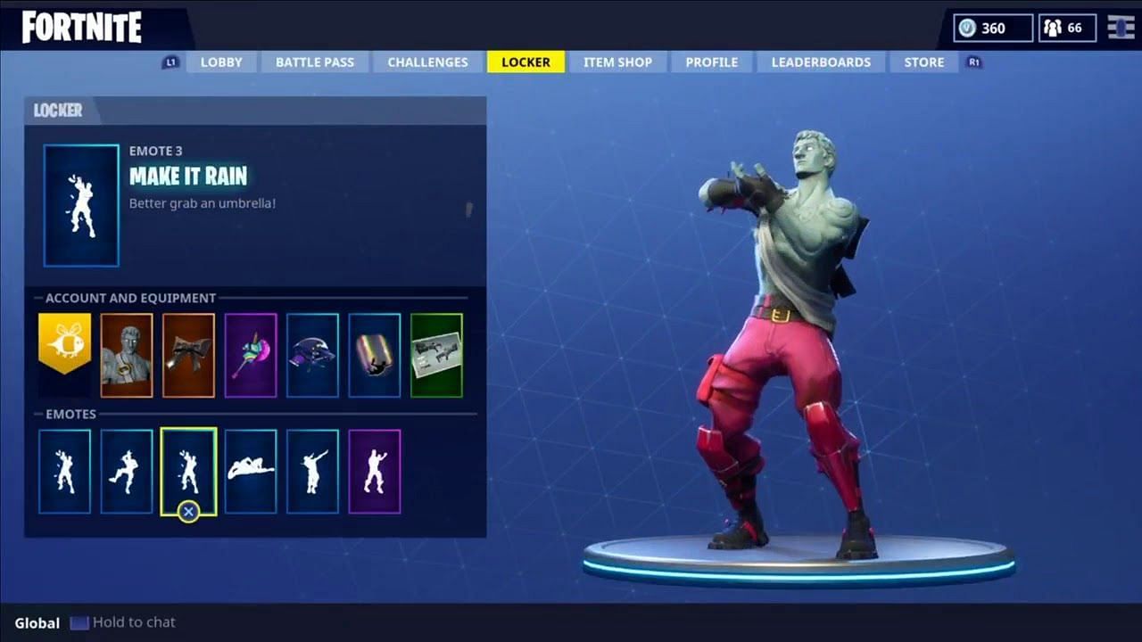 The Make it Rain emote hasn&#039;t been out for more than a year (Image via Epic Games)