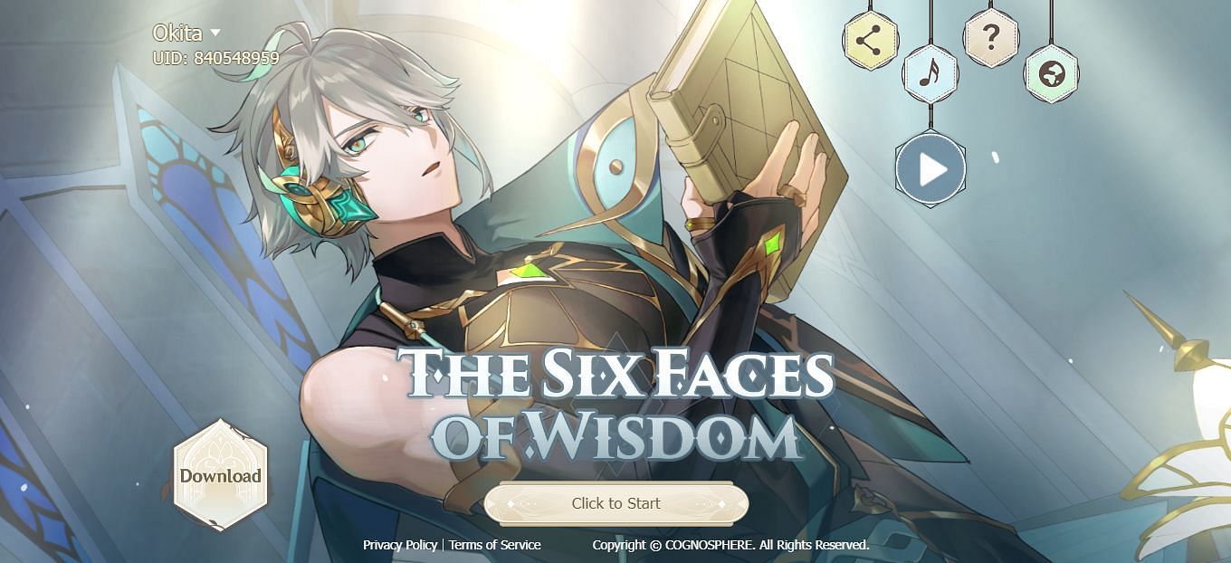 Sự kiện web The Six Faces of Wisdom của Genshin Impact (Hình ảnh qua HoYoverse)
