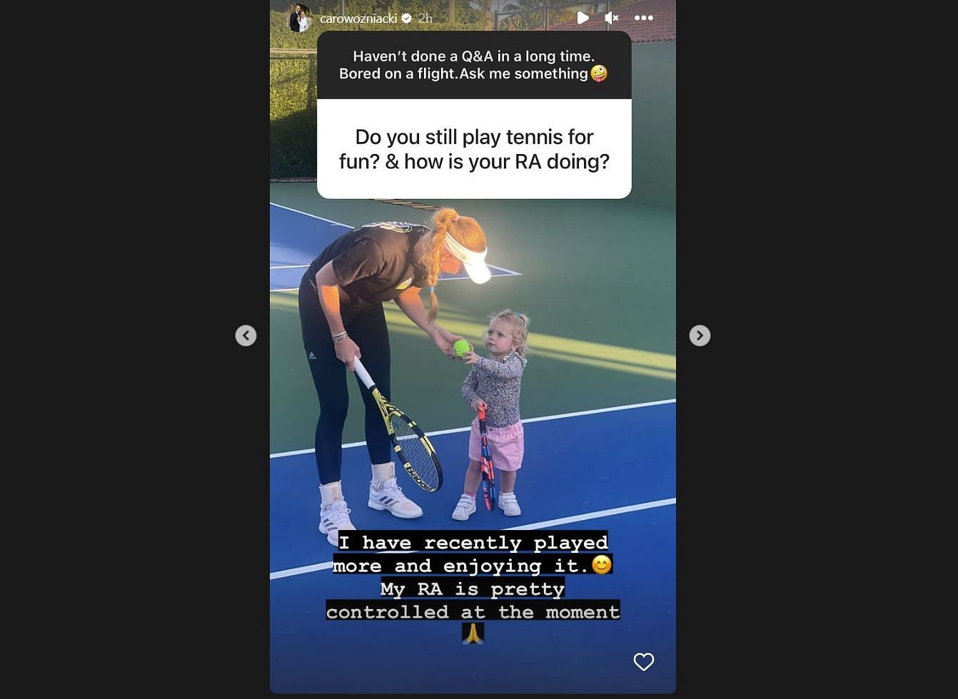 Via Instagram - Caroline Wozniacki shares an update about her health.