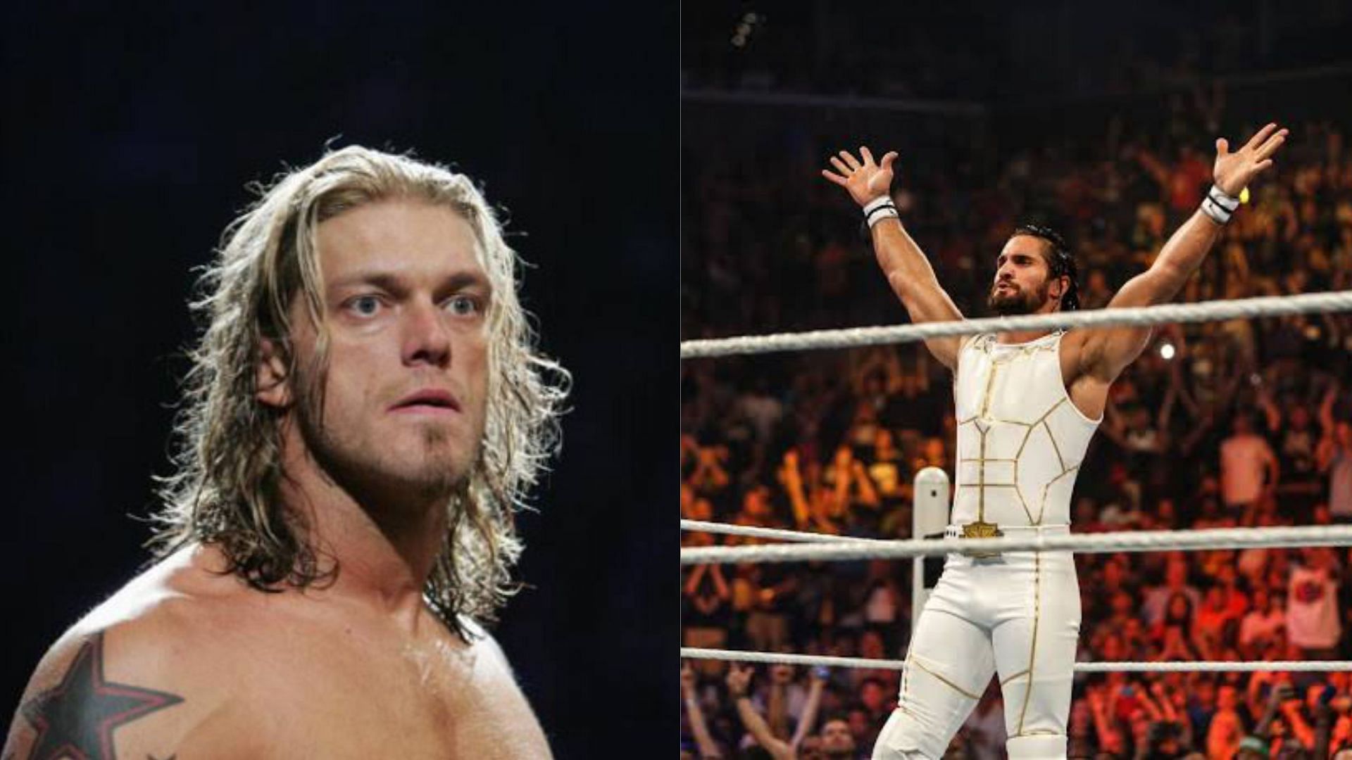Edge in 2004 (L); Seth Rollins in 2015 (R).