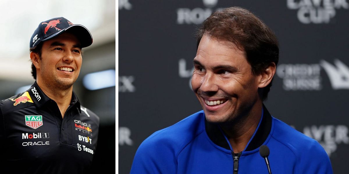 Sergio Perez (L) and Rafael Nadal 