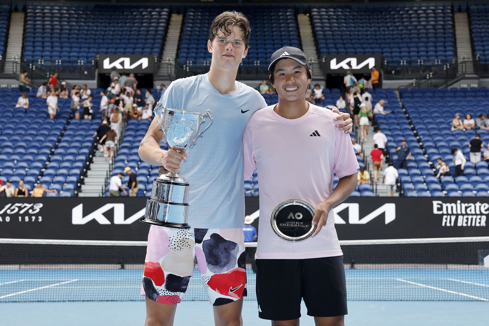 Alexander Blockx (left) won the boy's singles title.