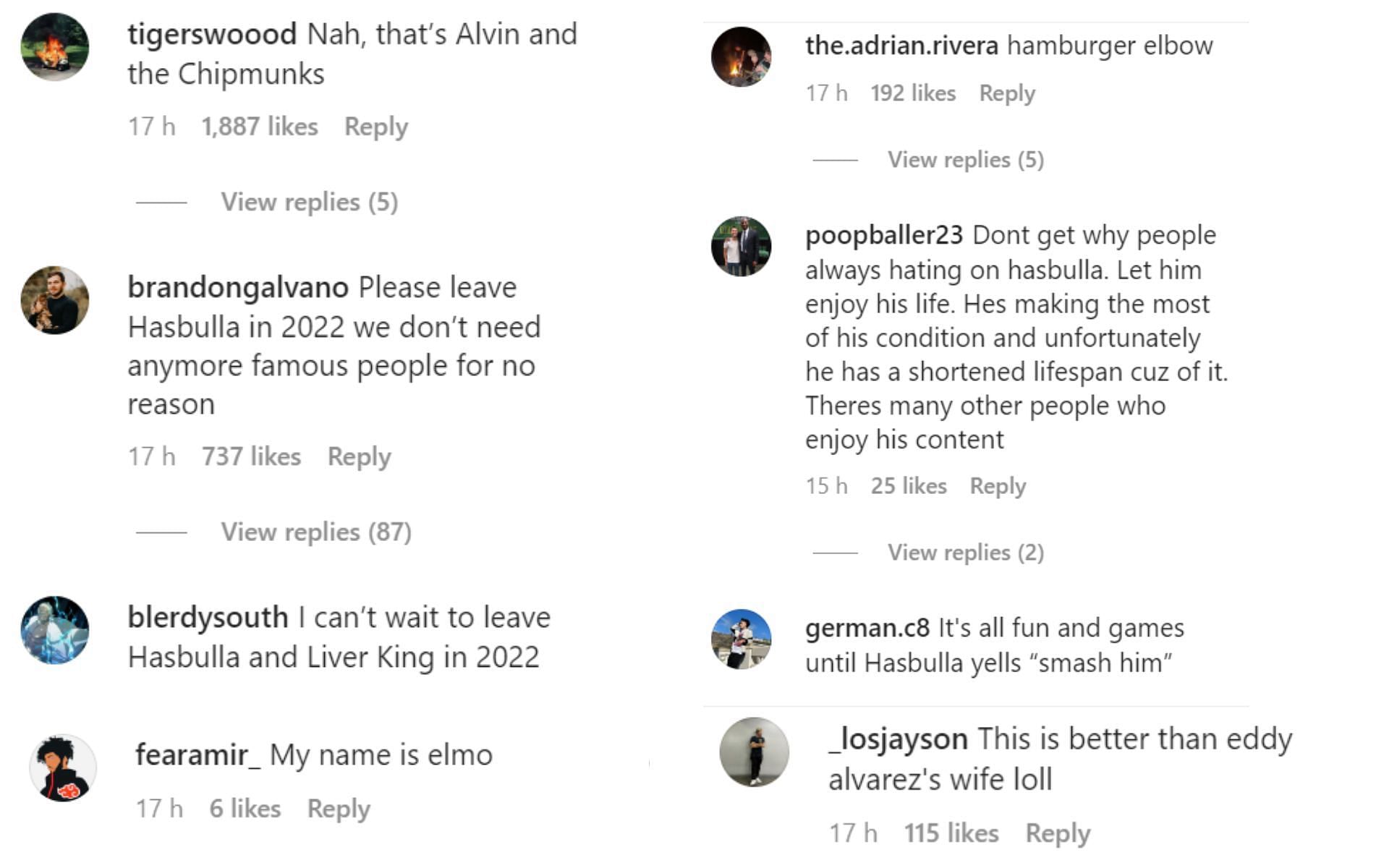 Screenshot of fan reactions to @espnmma&#039;s post on Instagram