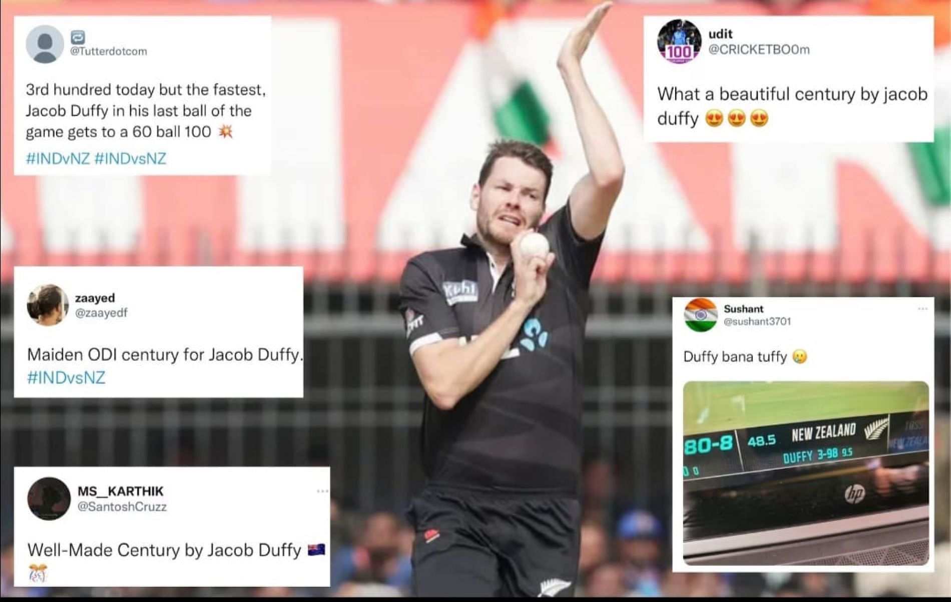 New Zealand pacer Jacob Duffy conceded 100 runs in his 10-over spell in the 3rd ODI.