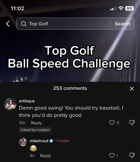 Mike Trout drives golf ball crazy distance at a Topgolf