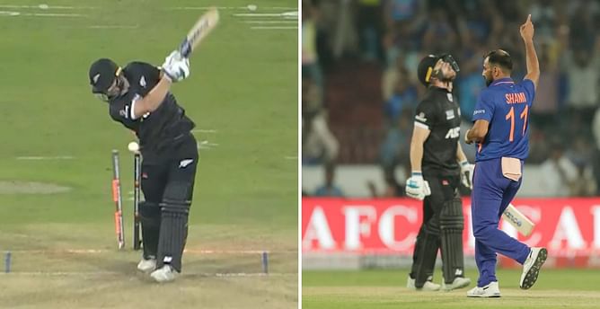 [WATCH] Mohammed Shami sends Glenn Phillips' stumps flying in IND vs NZ 1st ODI