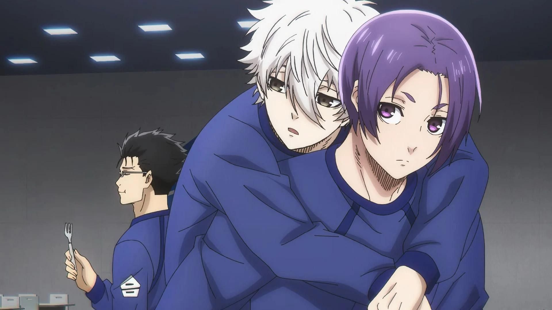 Reo Mikage carrying Seishiro Nagi as seen in the anime (Image via 8bit)