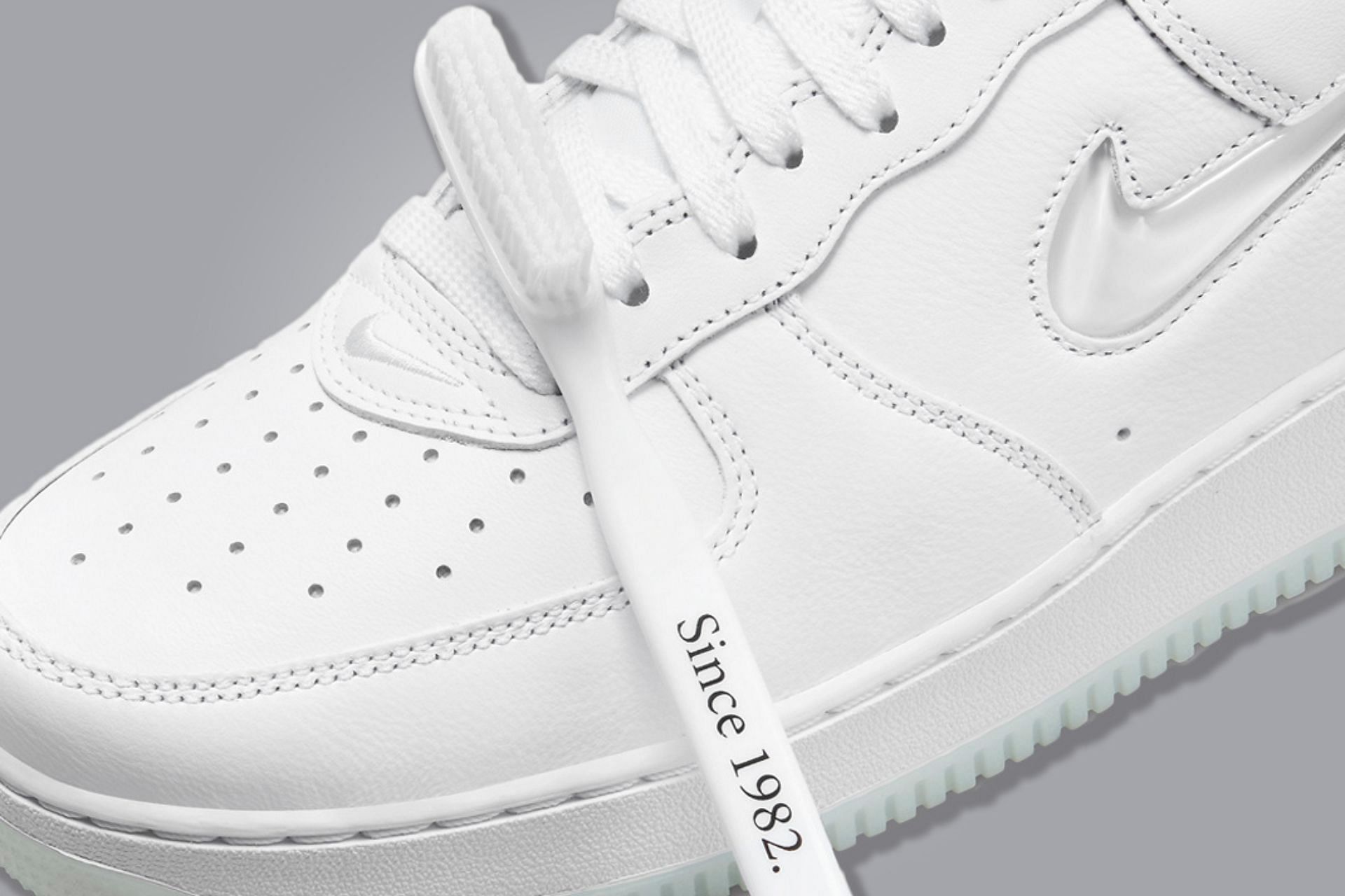 Nike Air Force 1 Low Jewel Triple White shoes (Image via Nike)