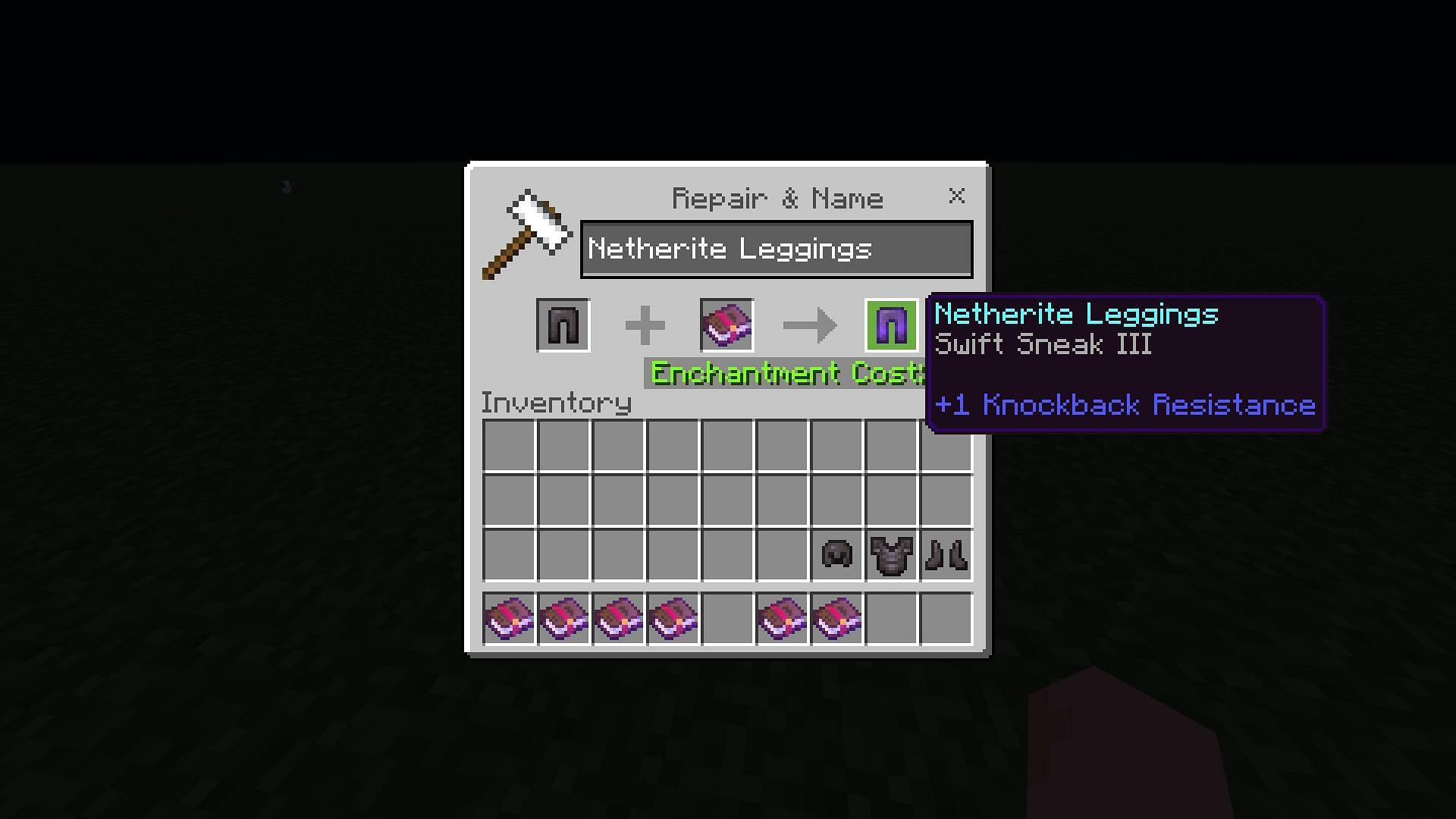 The Swift Sneak enchantment allows players to walk faster while in sneak mode (Image via Mojang)