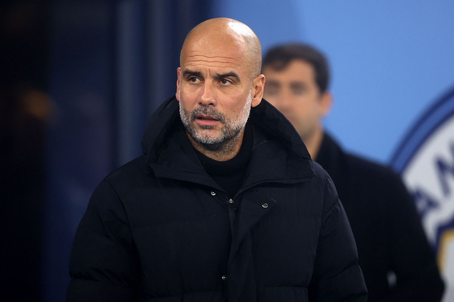 Manchester City manager Pep Guardiola looks on during an EFL Cup match