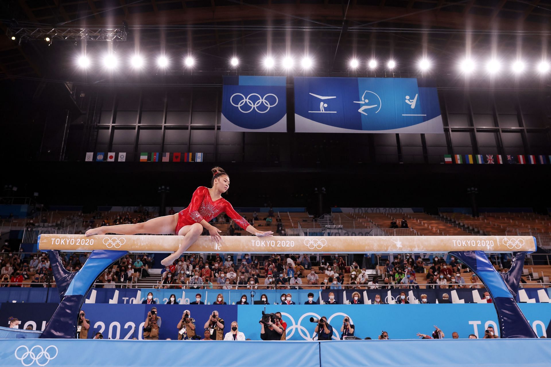 Sunisa Lee of Team United States competes during the Women&#039;s Balance Beam Final on day eleven of the Tokyo 2020 Olympic Games (Photo by Jamie Squire/Getty Images)