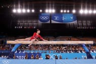 Sunisa Lee of Team United States competes during the Women's Balance Beam Final on day eleven of the Tokyo 2020 Olympic Games (Photo by Jamie Squire/Getty Images)
